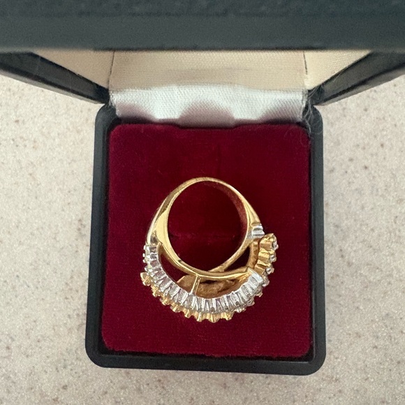 Vintage 18k Gold Plated Multi-Tiered CZ Diamond Ring - Size 6.5 - Picture 4 of 7